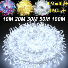 10-100M LED Lichterkette Strom Weihnachtendeko Innen & Außen Party Beleuchtung