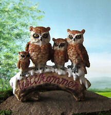 4 Eulen Familie Willkommen