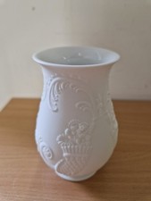 kleine weiße AK Kaiser Vase West-Germany, Vintage Blumenvase, Rosenvase