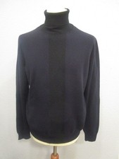Hermes Strick Pullover cashmere Rollkragen Langarm blau/schwarz Gr.L (J22-08)