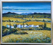 Impressionist Südliche Landschaft gelbe Felder Zypressen Toscana Italien ?