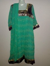 3-teiliges Bollywood Kostüm Salwar Kameez Kleid Anarkali Indisch Gr. M türkis 