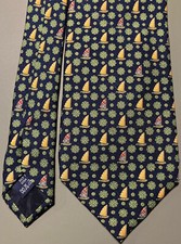 BURBERRY Krawatte - navy mit kleinen Segelschiffen -  Made in Italy - 100% Seide