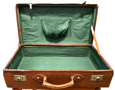 Alter Lederkoffer Vintage grünes Futter mit Tasche 55,5 x30 x17 cm guter Zustand