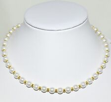 Gold Metall Perlen & Weiß Kunst Perlen-Armband, Hals-Kette 17 cm-60 cm Neu 1 St.