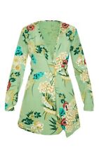 Sage Green Printed Wrap Dress langarm