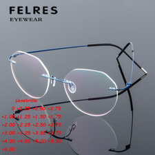 Herren Frauen Randlose Metalllegierung Lesebrille Ultraleicht Sehhilfe Brille