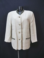 Lederkragen weit geschnitten Leinen Trachtenjacke Hirschhornknöpfe Gr.42