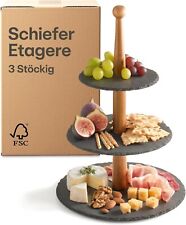 Schiefer Etagere mit 3 Stöckige Servierplatten Platte Ständer für Kuchen Dessert