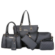 6er Set Leder Damentasche Shopper Bag Handtasche Schultertasche Tragetasche Groß