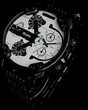 XXL Monster Watch Herren Armband Uhr  Dual Timer  Keramik Design Chrono Look NEU