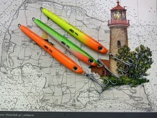 pilker set norwegen 3 Gelbe Riff Pilker 500g UV Farben VMC Drillinge