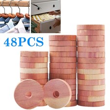 48 Stück Zedernholz Mottenschutz Mottenkugeln Mottenringe für Kleiderschrank