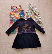 Mädchen 3x Kleider Sommer Gr 92 / 1,5 - 2 Jahre - blau grün bunt / Disney + H&M