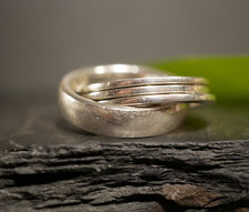 Ausgefallener 925 Silber Ring Markenschmuck Fossil Vier Ringe Unisex Modern