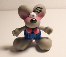 DIDDL MAUS grau mit blauer Latzhose Kunststoff /Hartplastik Sammelfigur ca. 12cm