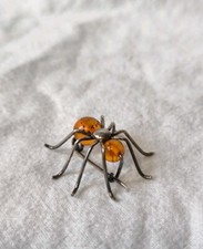 Alte Silberbrosche Bernstein