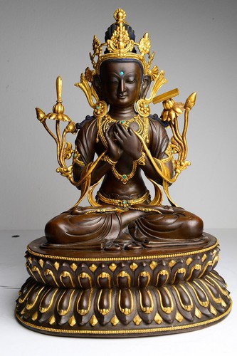 Alter buddha gilt bronze - buddha,