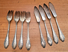 altes Wellner Mozart Fischbesteck 4 Personen 30er Jahre Silber Auflage Besteck.