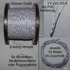 10m KLINGELDRAHT DÜNN weiß/braun/blau Modellbahn Puppenhaus YV2x0,3/06 DDR Draht