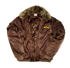 VINTAGE HERREN FLIEGERJACKE MIT FELLKRAGEN  Gr. L BRAUN