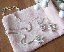 Edles 925 SILBER Schmuck Set Armband Anhänger STERN Halskette Ohrringe ZIRKONIA