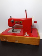 Alte Vintage Kinder Nähmaschine Regina Rot Metall/ Holz 60er Jahre Getestet 