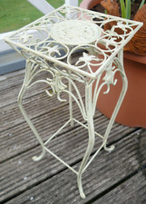 Landhaus Blumentisch Pflanztisch Blumenständer Weiß Eisen 53x22x22cm Retro Neu