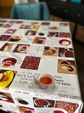 PVC Tischdecke Cafe Latte Wachstuch Eckig Breite & Länge wählbar weiß braun