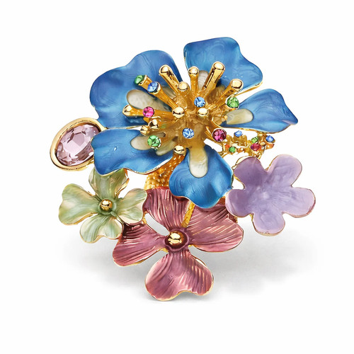 Brosche blau blumen - ,