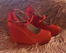 Keilabsatz Pumps Rot Mit Schleife Gr.36