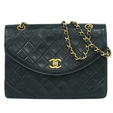 CHANEL CC Matelasse Leder Kette Schultertasche Schwarz Gold