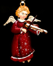 alter Christbaumschmuck Engel mit Geige Zinn fein bemalt Wilhelm Schweizer