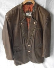 DISTLER Herren Leder Trachtenjanker - Trachtensakko Gr. 52 Dunkelbraun Used-Look