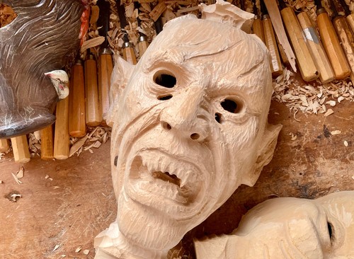 Holzmaske krampus rohling - krampus, zum
