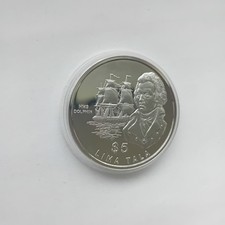 Tokelau 5 Lima Tala $  1989 PP Segelschiff Dolphin  John Byron  Silbermünze rar