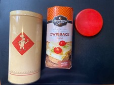 Original Dose für runden Zwieback Beschuit, holländisch, alt, Metall bemalt