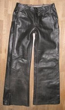 NOSTALGIE : VEB LEWA SCHWERIN Herren- LEDERHOSE in schwarz aus Glattleder ca. 44