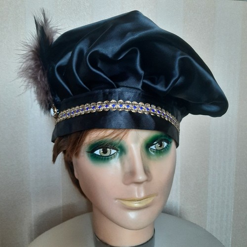 Schwarz satin mittelalter - schwarz, hut
