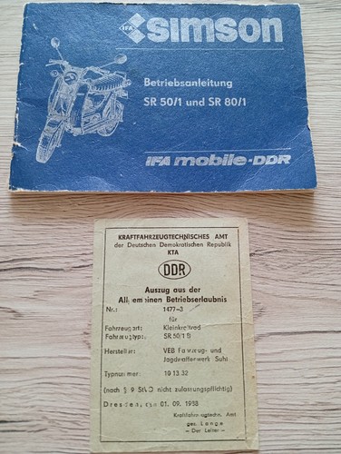Papiere von simson sr50 - von,