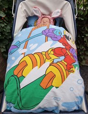 4-tlg. Kinderwagen Garnitur Kissen Set Bettwäsche Upcycling Micky Maus Motiv