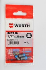 WÜRTH Torx Bit 5 Stück TX 10 - 15 - 20 - 25 - 30 - 40  - 1/4 Zoll 25mm