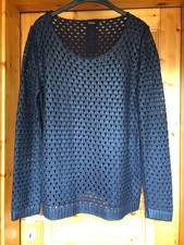 Lochpulli, grobmaschig, blau, Marke "Enjoy", Gr. XL, Baumwolle