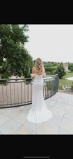 Brautkleid Weiß 34 mit Schleppe Hochzeit Kleid Standesamt Carmen Satin elegant  