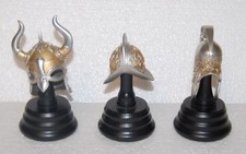 3 Minihelme Miniaturhelme Metall silberfarben Morrión römischer Wikinger Helm