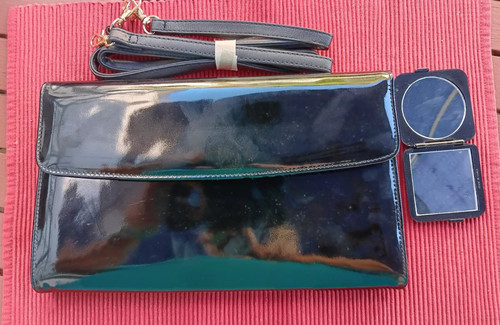 Handtasche schwarz lack clutch - lack,