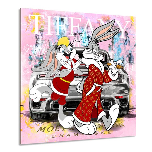 Leinwand bild bunny porsche - bild,