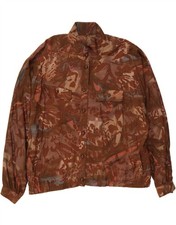 VINTAGE Damen Oversize Shirt Bluse UK 18 XL Braun Camouflage LW12