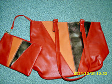 Damenhandtasche in rot mit gesicherter Geldbörse, NEU