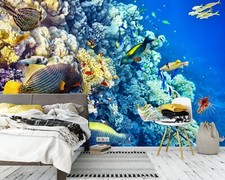 3D Fische Koralle Q2655 Tapete